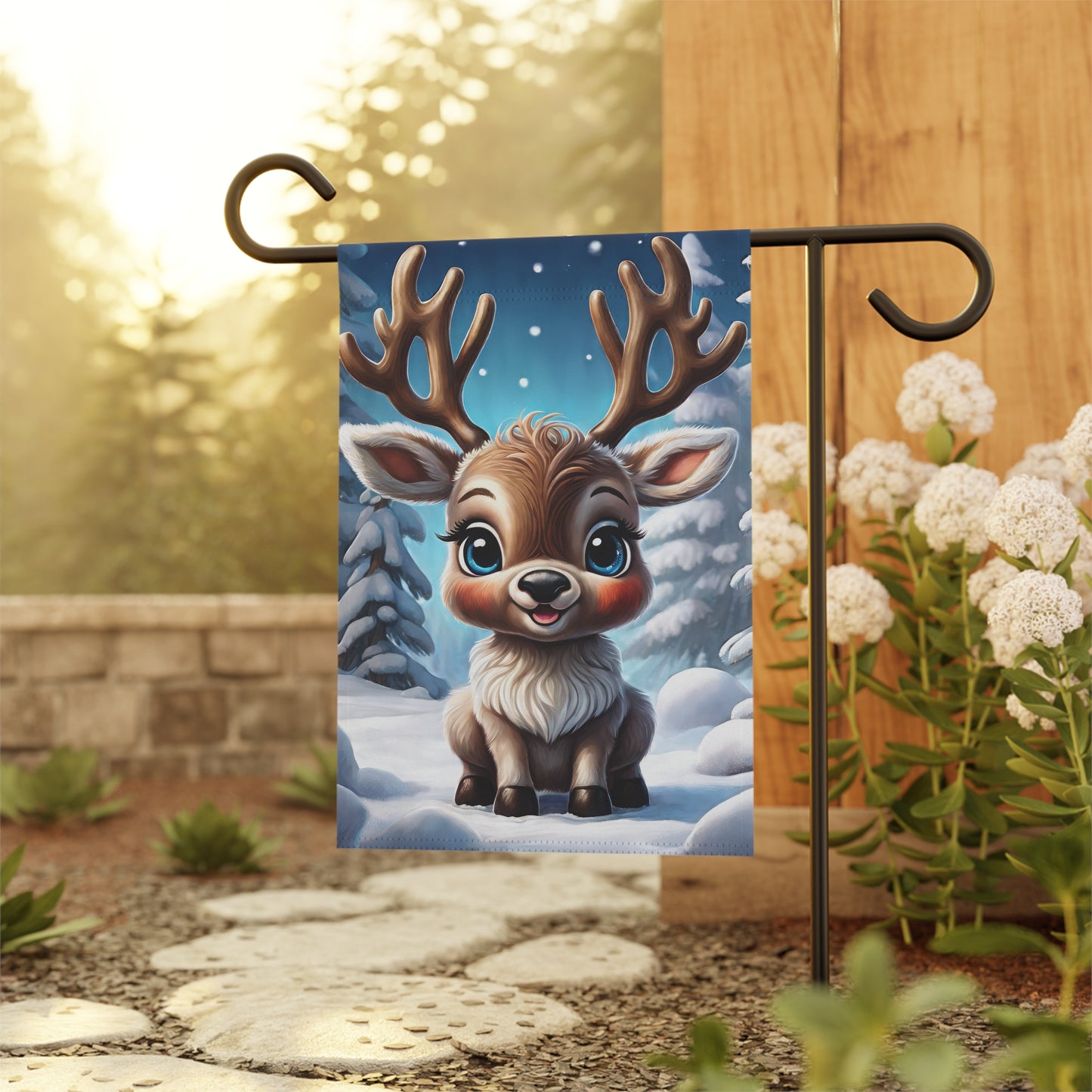 Precious Baby Reindeer Holiday Garden Flag/ House Banner