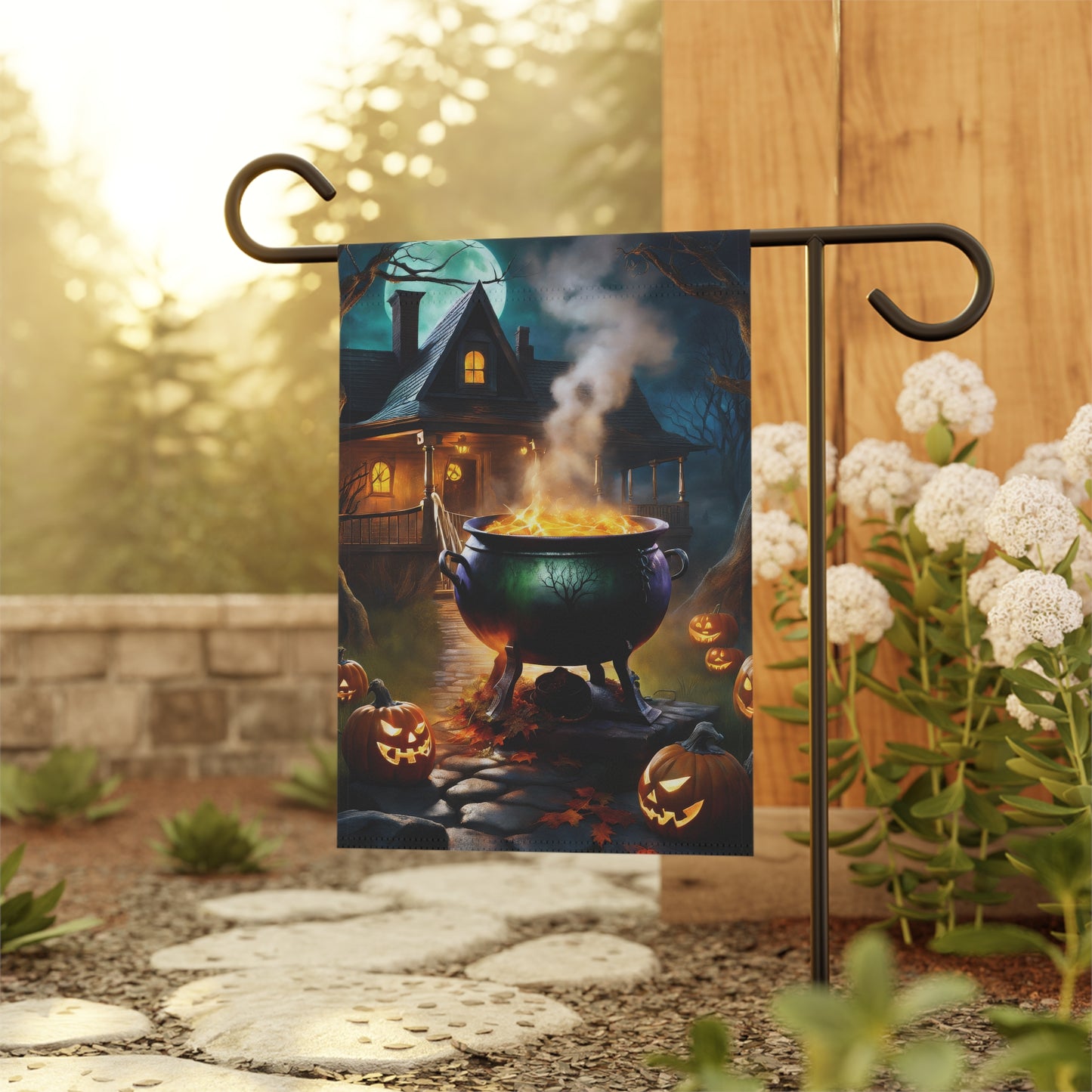 Cauldron with a Potion Halloween Garden Flag/ House Banner