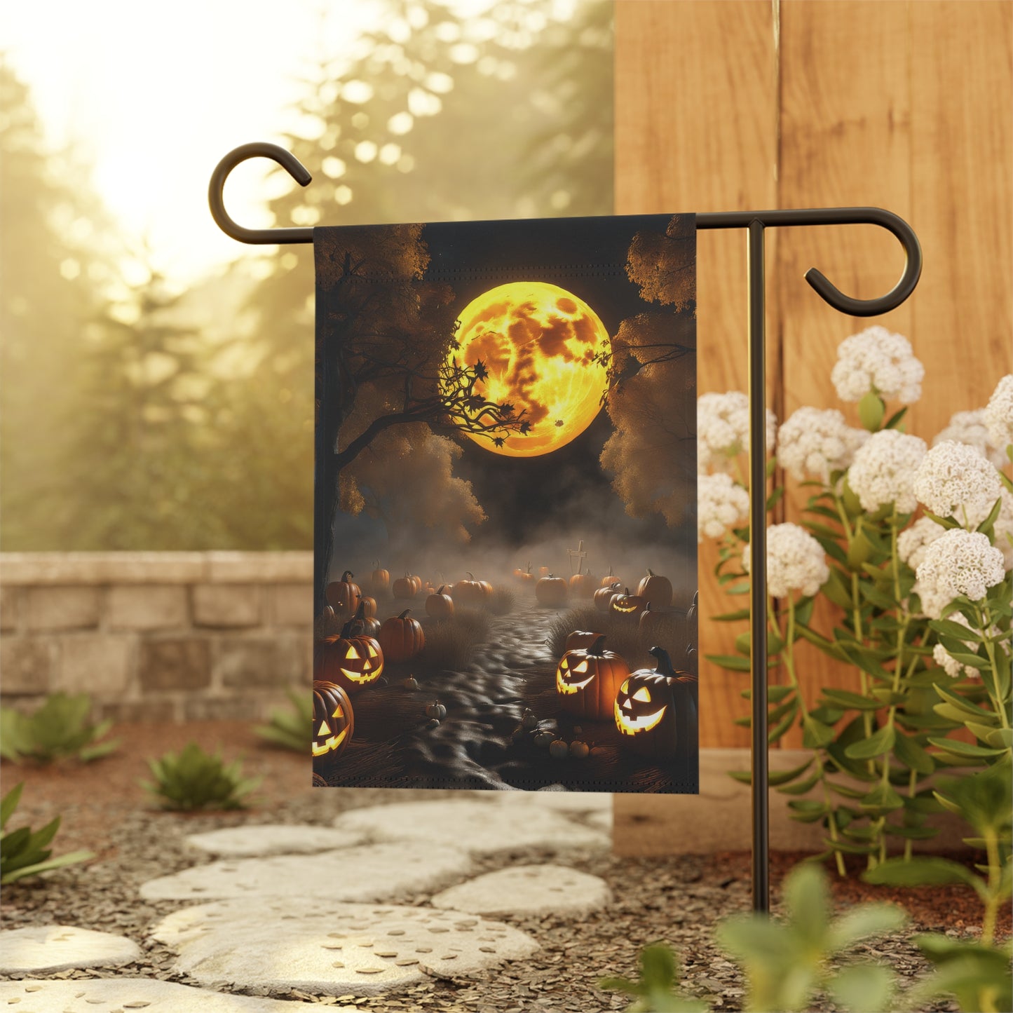 Spooky Halloween Scene Garden Flag/ House Banner