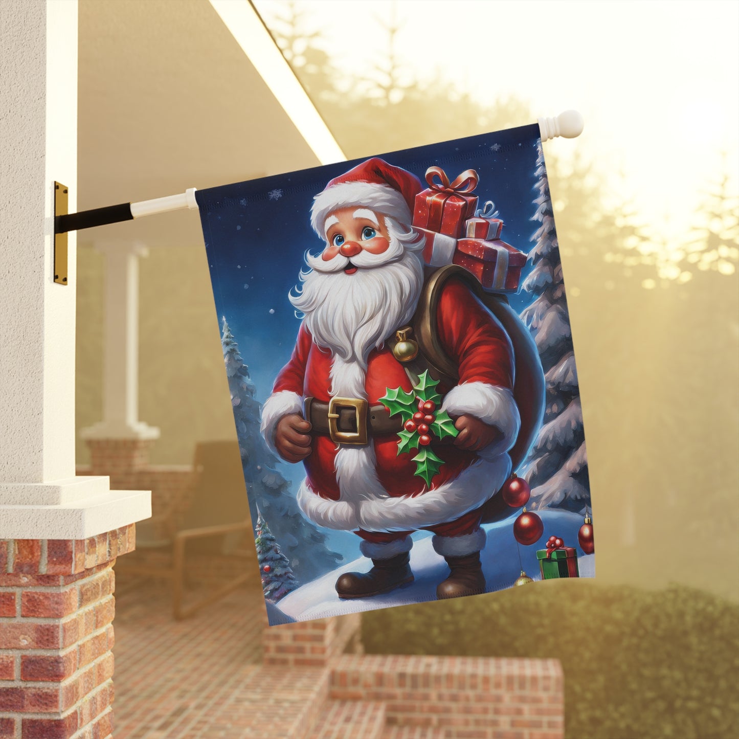 Jolly Santa Holiday Garden Flag/ House Banner