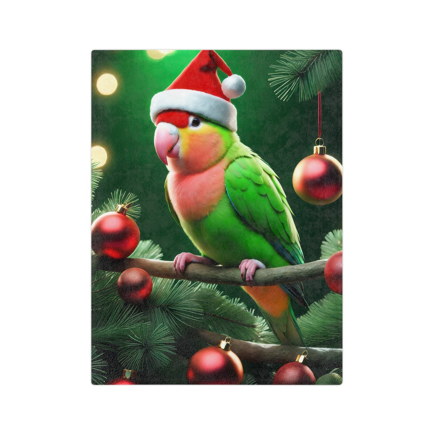 Christmas Lovebird Velveteen Plush Blanket