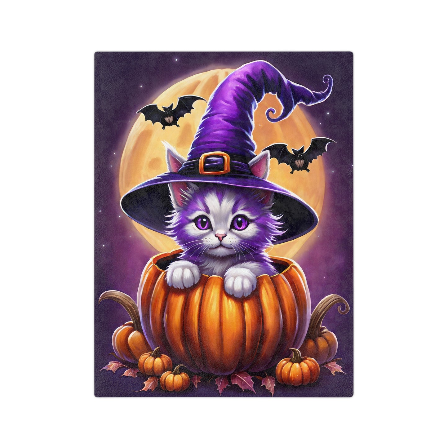 Adorable Kitten Halloween Plush Blanket