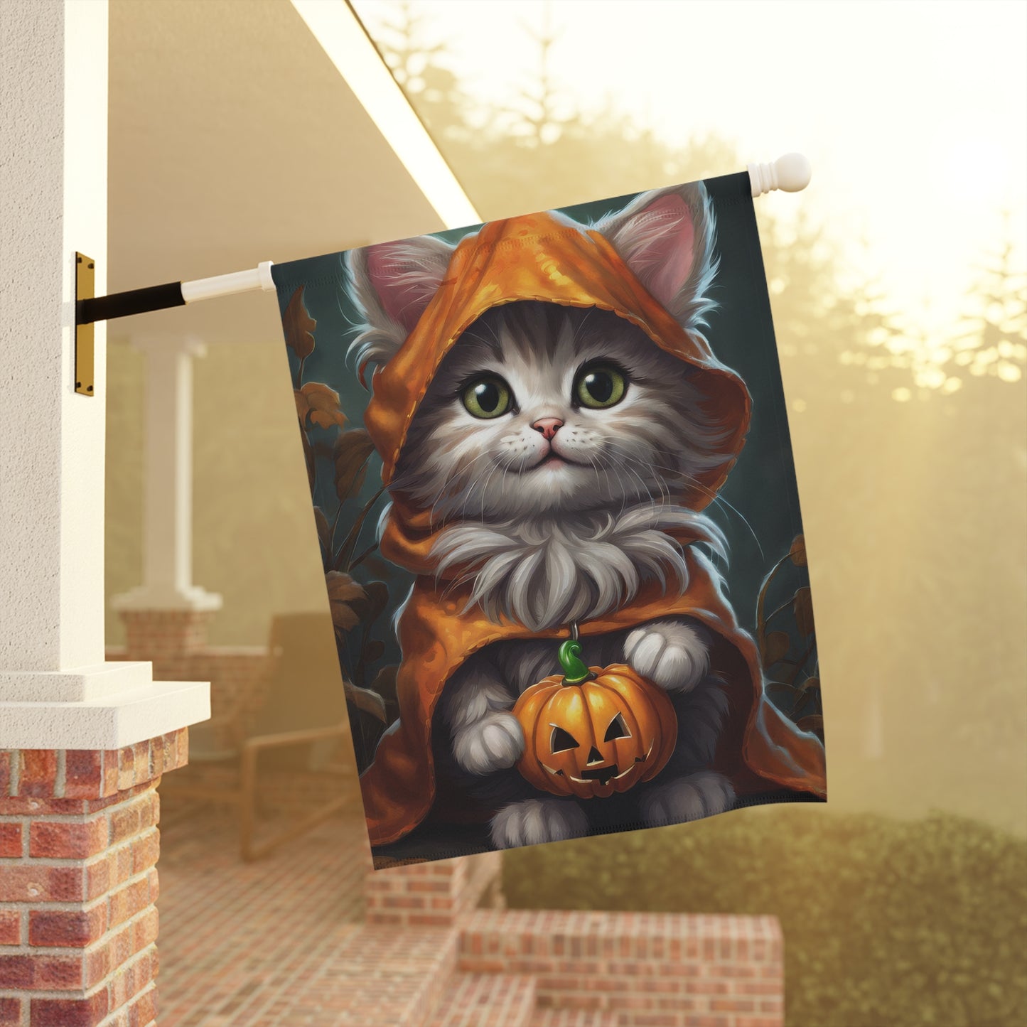 Playful Kitten Halloween Garden Flag/ House Banner