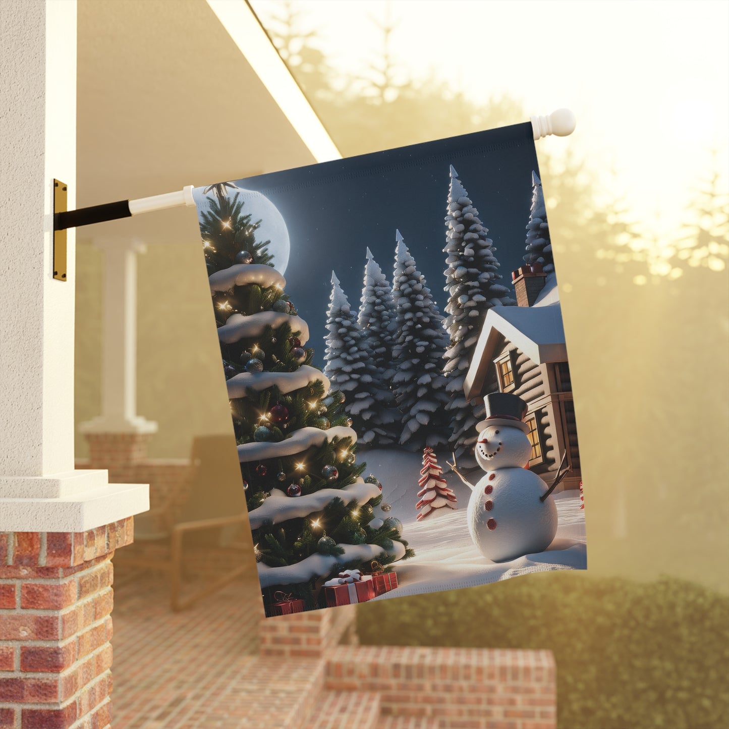 Festive Snowman Holiday Garden Flag/ House Banner