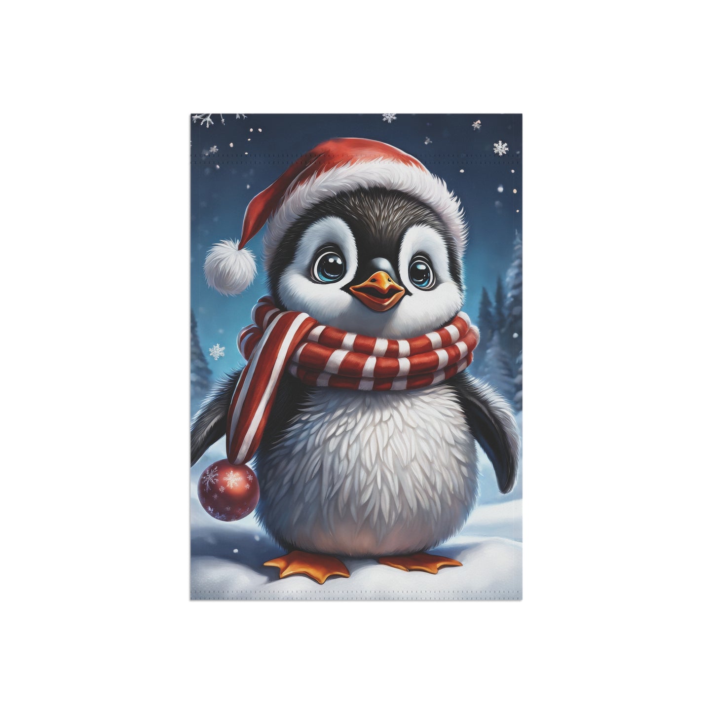 Festive Penguin Holiday Garden Flag/ House Banner