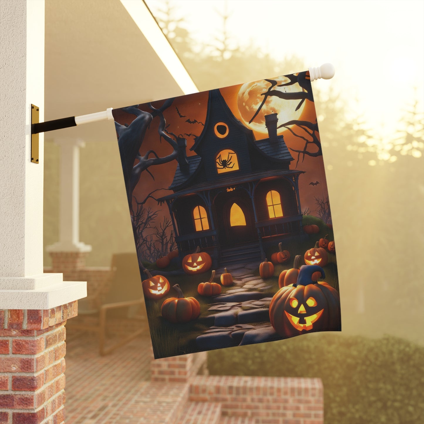 Eerie Halloween House Garden Flag/ House Banner