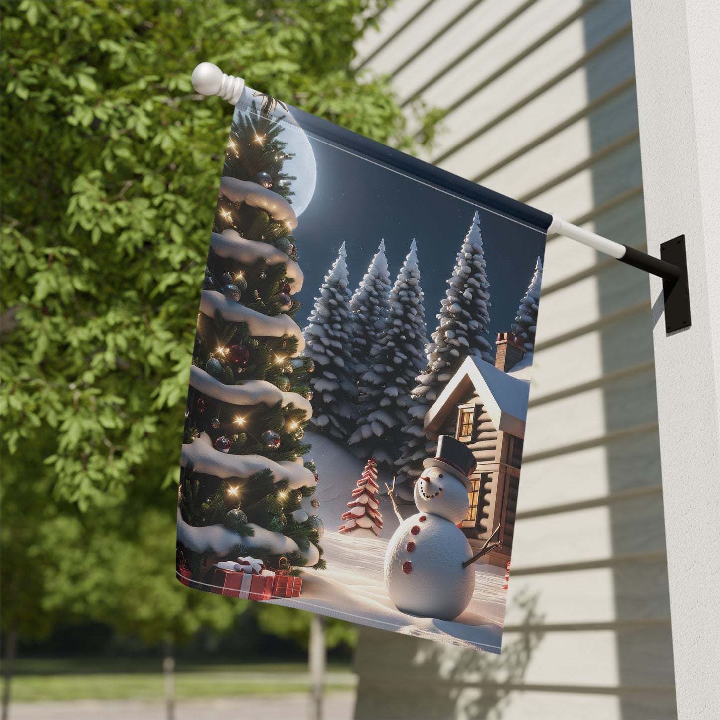 Festive Snowman Holiday Garden Flag/ House Banner