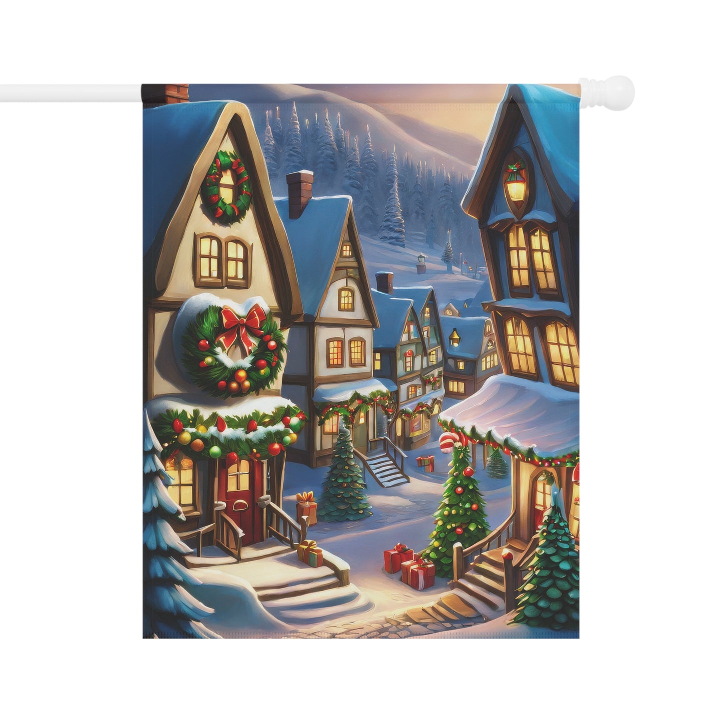 Charming Christmas Town Garden Flag/ House Banner