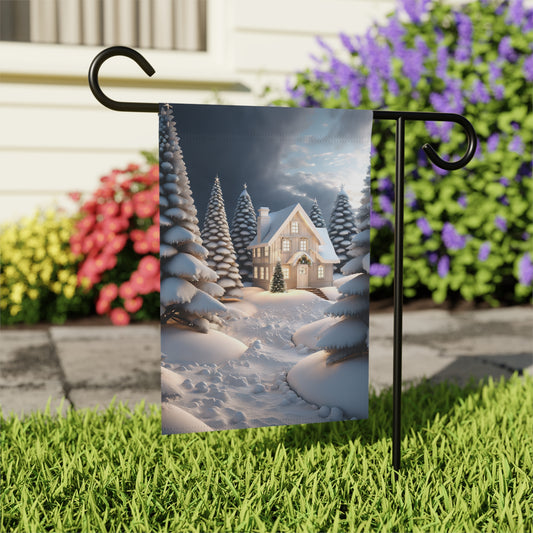 Beautiful Wintery Scene Holiday Garden Flag/ House Banner