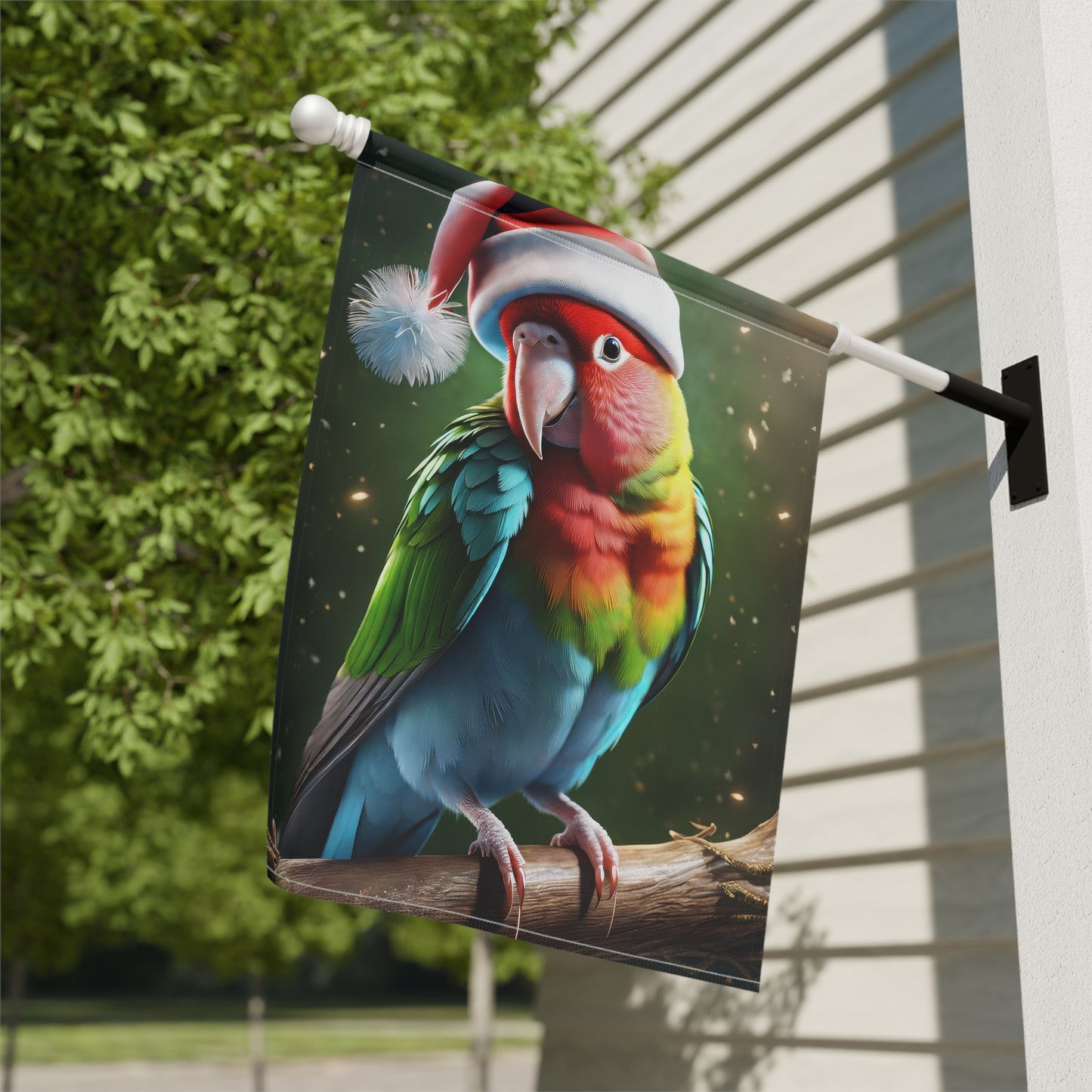 Christmas Lovebird Holiday Garden Flag/ House Banner