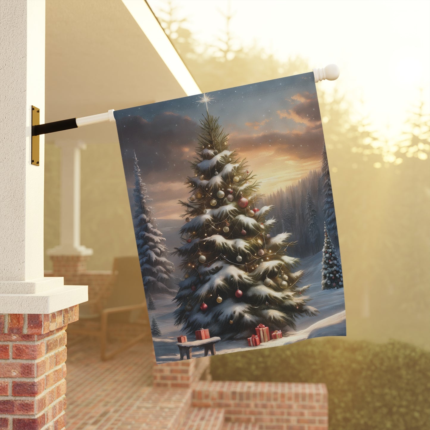 Snowy Winter Wonderland Garden Flag/ House Banner