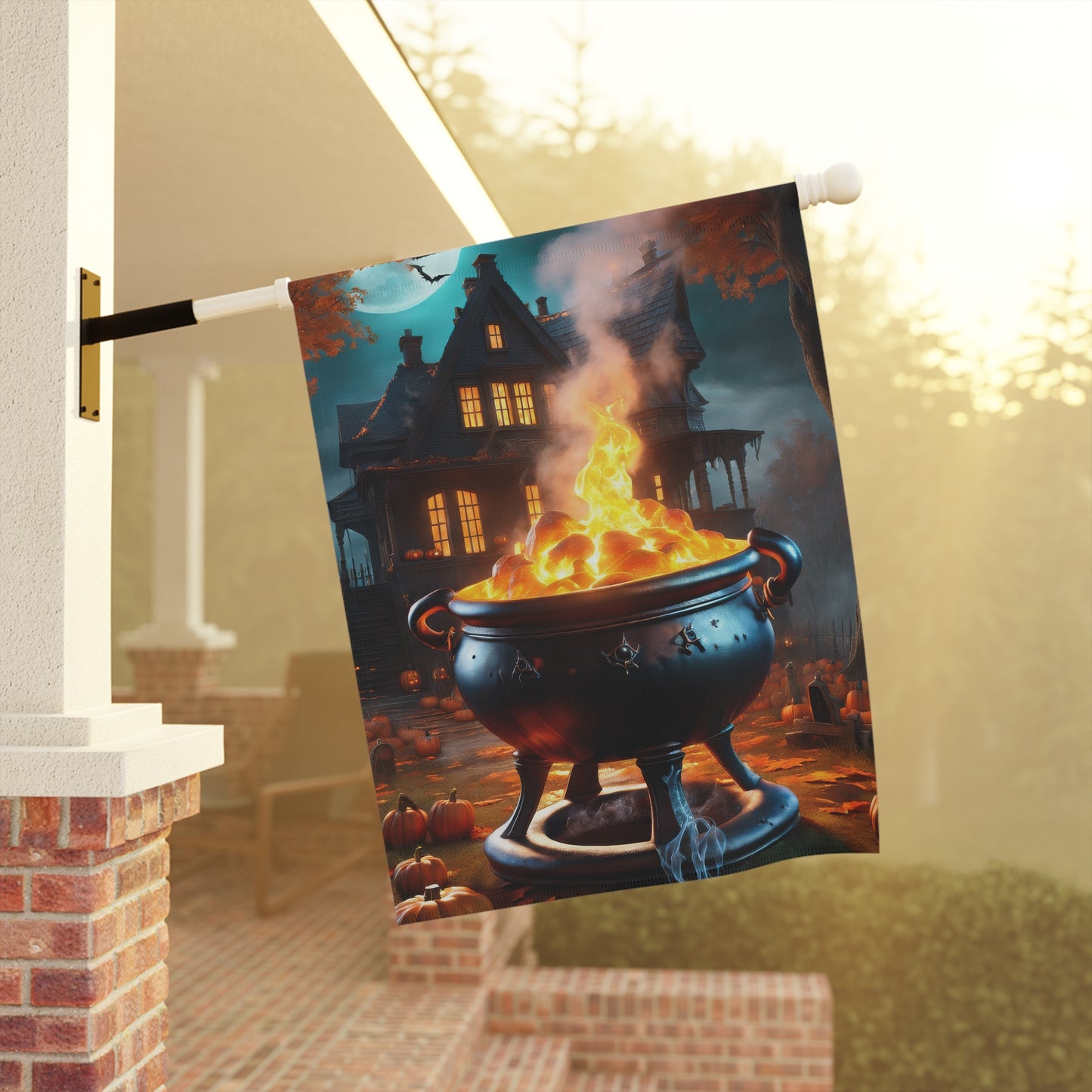 Witches Cauldron Halloween Garden Flag/ House Banner