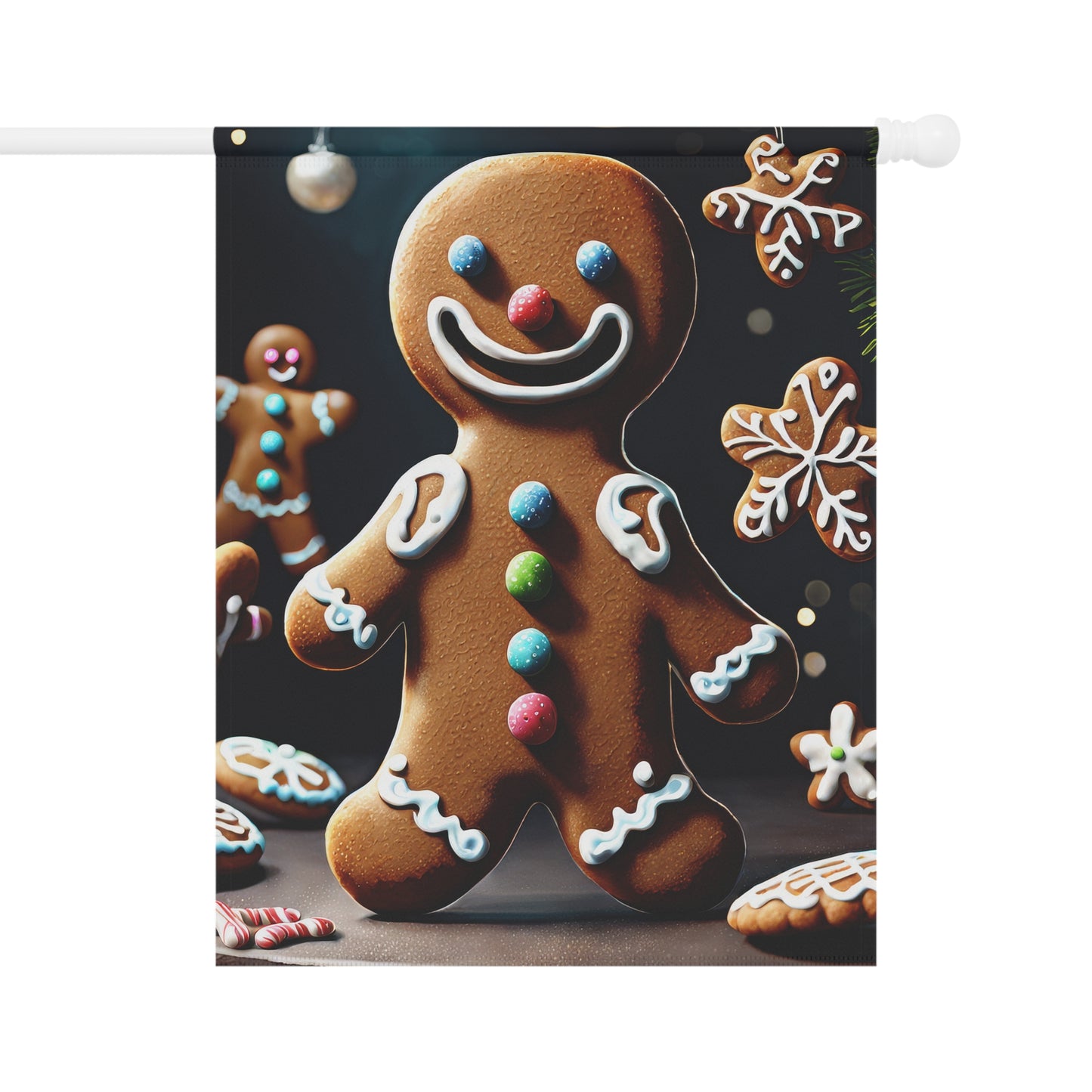 Cute Gingerbread Man Holiday Garden Flag/ House Banner