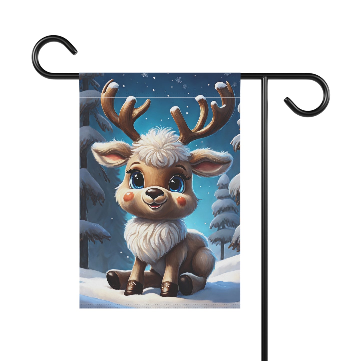 Cute Baby Reindeer Holiday Garden Flag/ House Banner