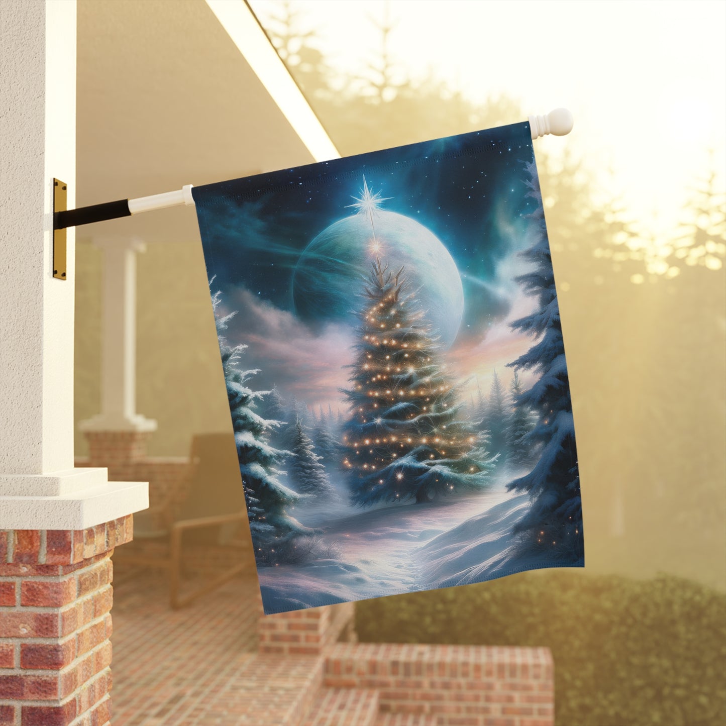 Stunning Wintery Woods Scene Holiday Garden Flag/ House Banner