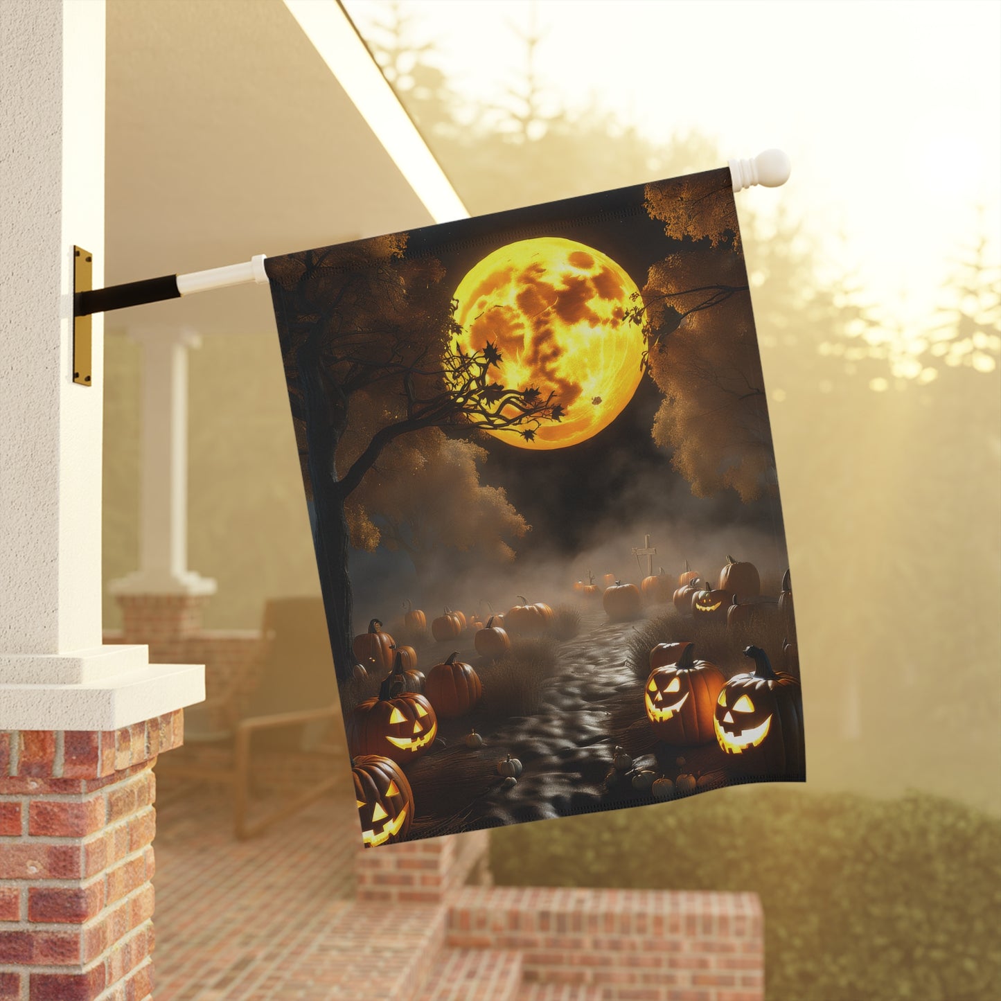 Spooky Halloween Scene Garden Flag/ House Banner