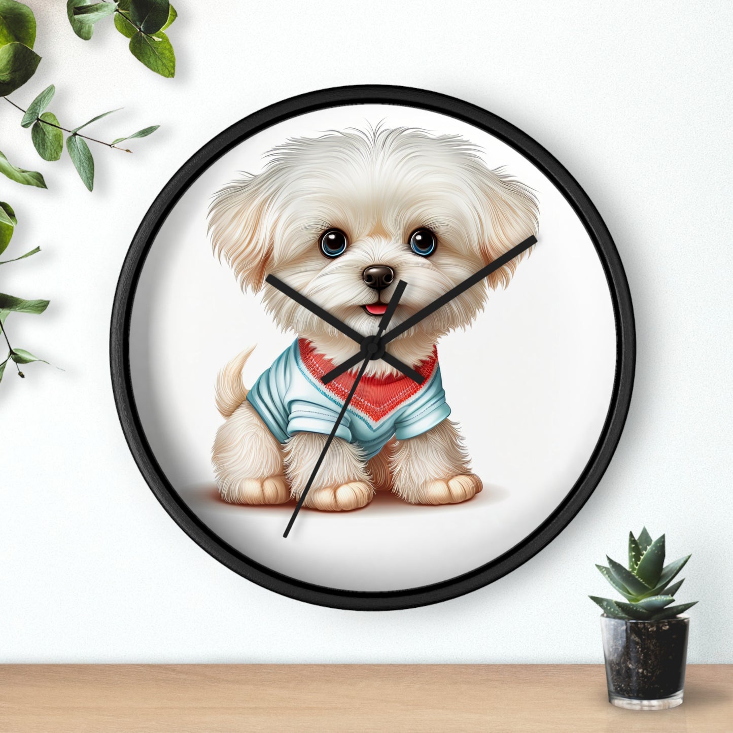 Maltese Puppy Wall Clock