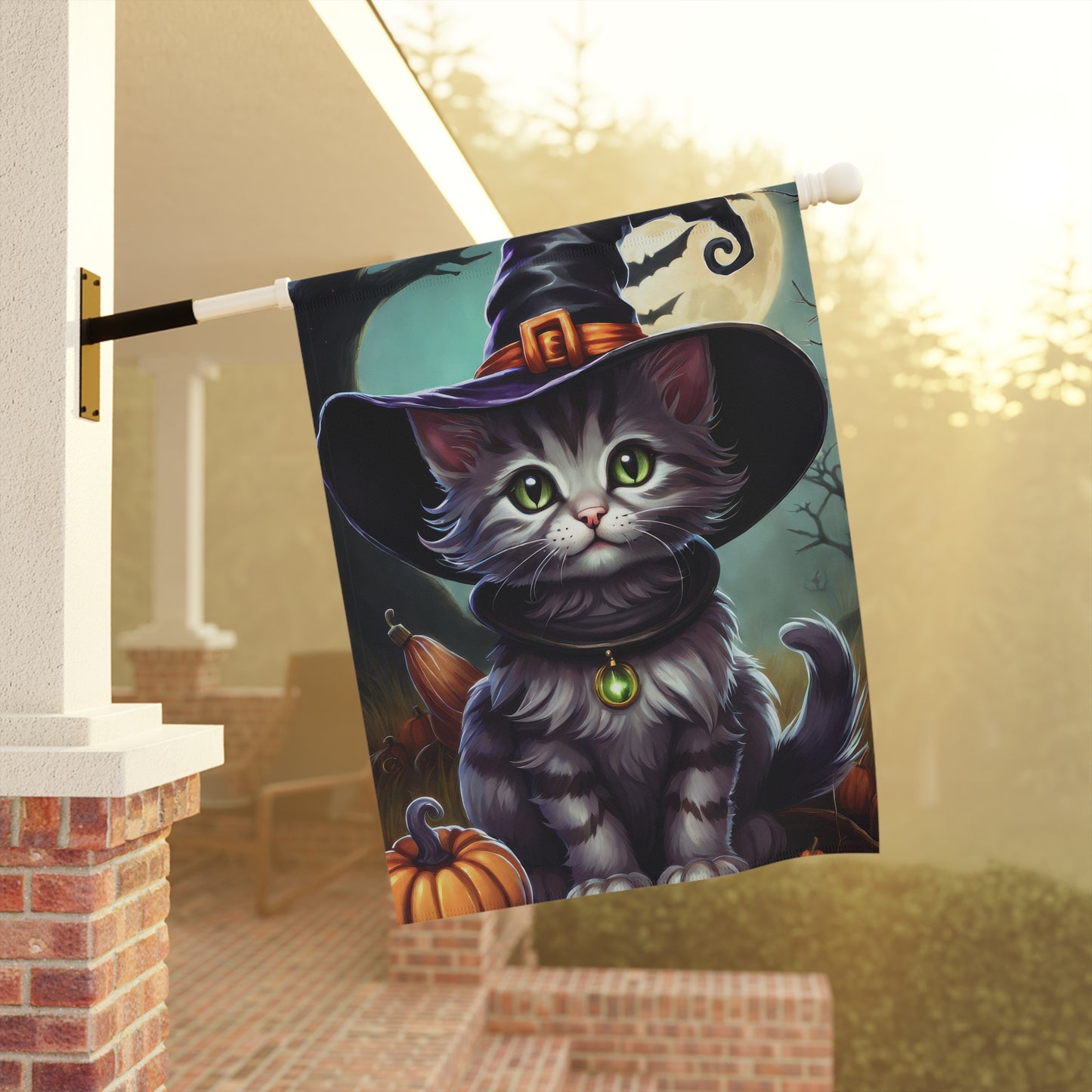 Adorable Kitten Halloween Garden Flag/ House Banner