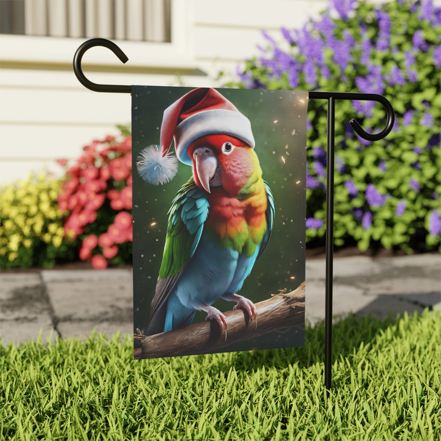 Christmas Lovebird Holiday Garden Flag/ House Banner