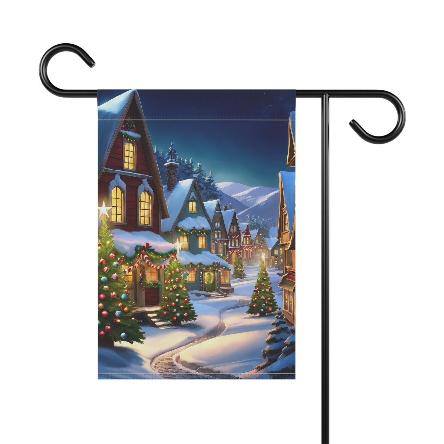 Colorful Holiday Town Garden Flag/ House Banner