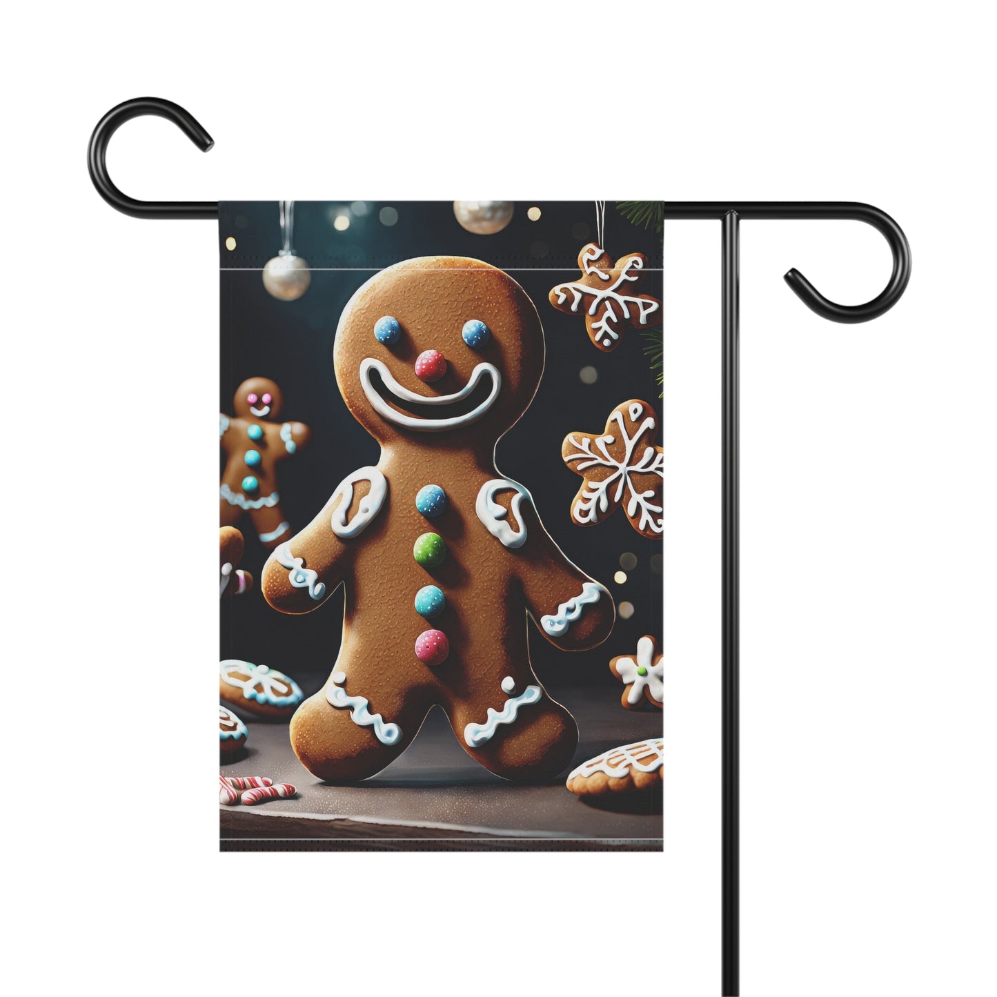 Cute Gingerbread Man Holiday Garden Flag/ House Banner