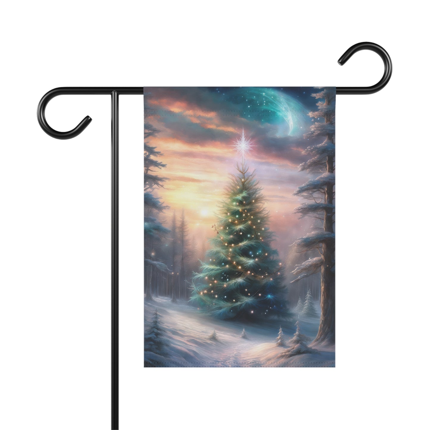 Majestic Wintery Woods Scene Holiday Garden Flag/ House Banner