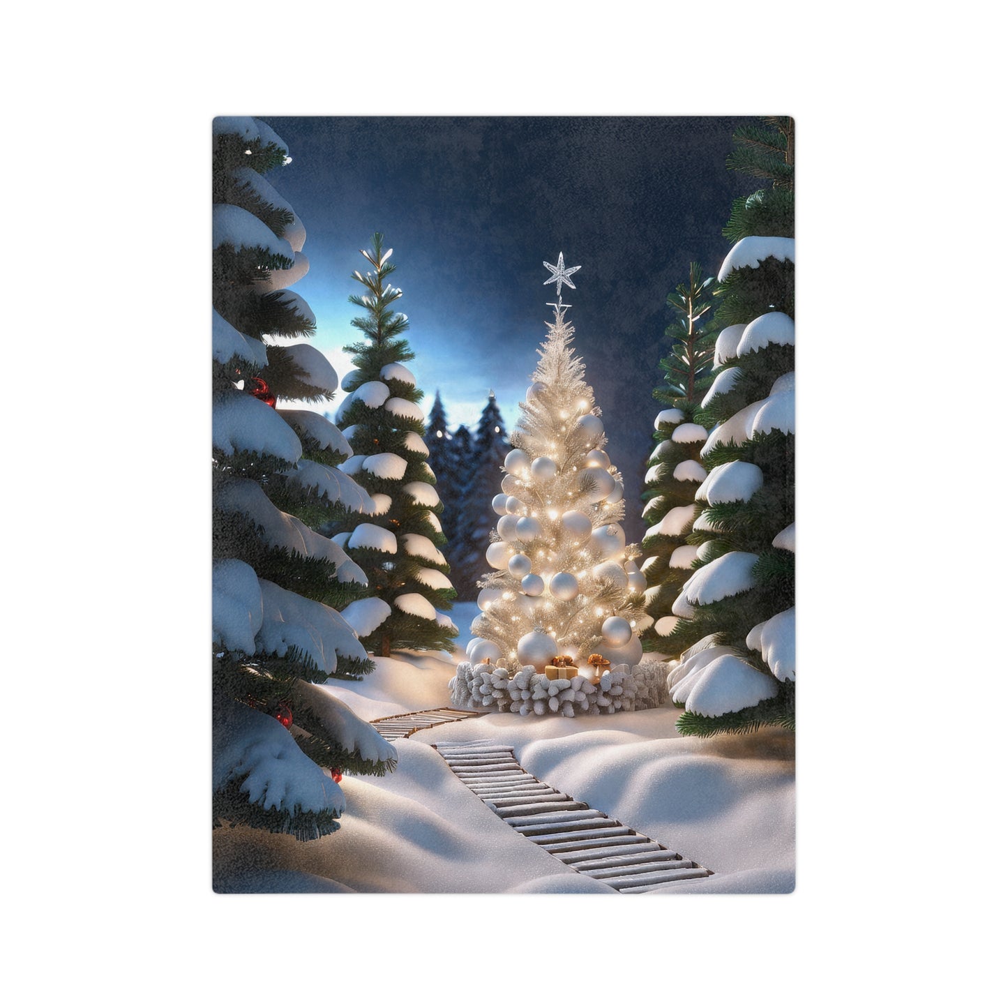 Beautiful Christmas Scene Plush Blanket