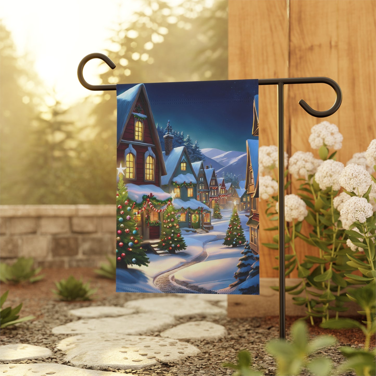 Colorful Holiday Town Garden Flag/ House Banner