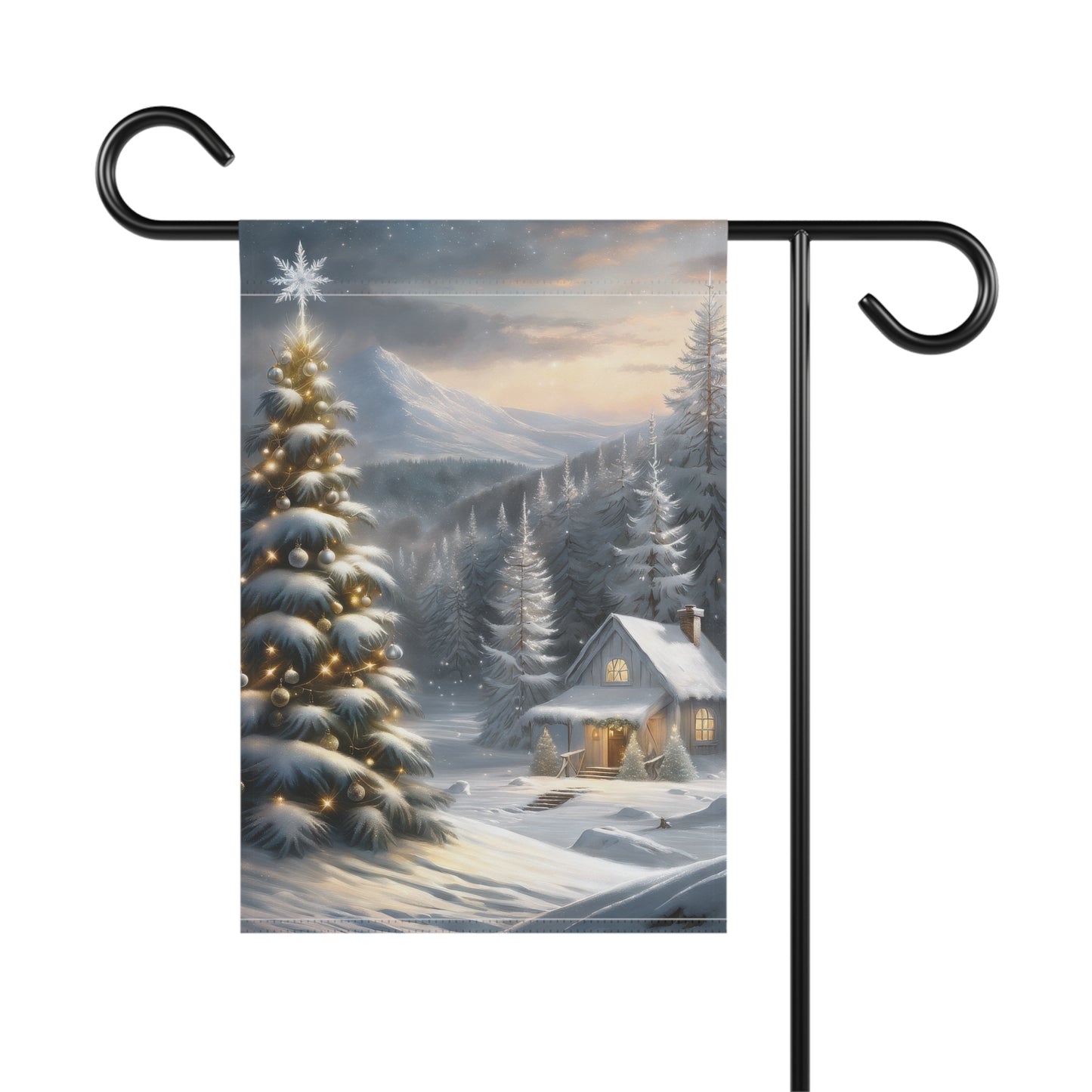 Cabin in the Woods Holiday Garden Flag/ House Banner