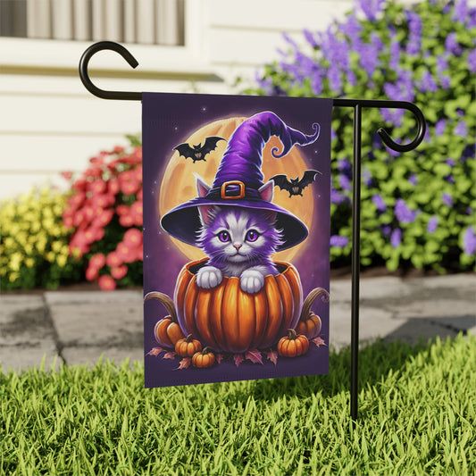 Playful Kitten Halloween Garden Flag/ House Banner