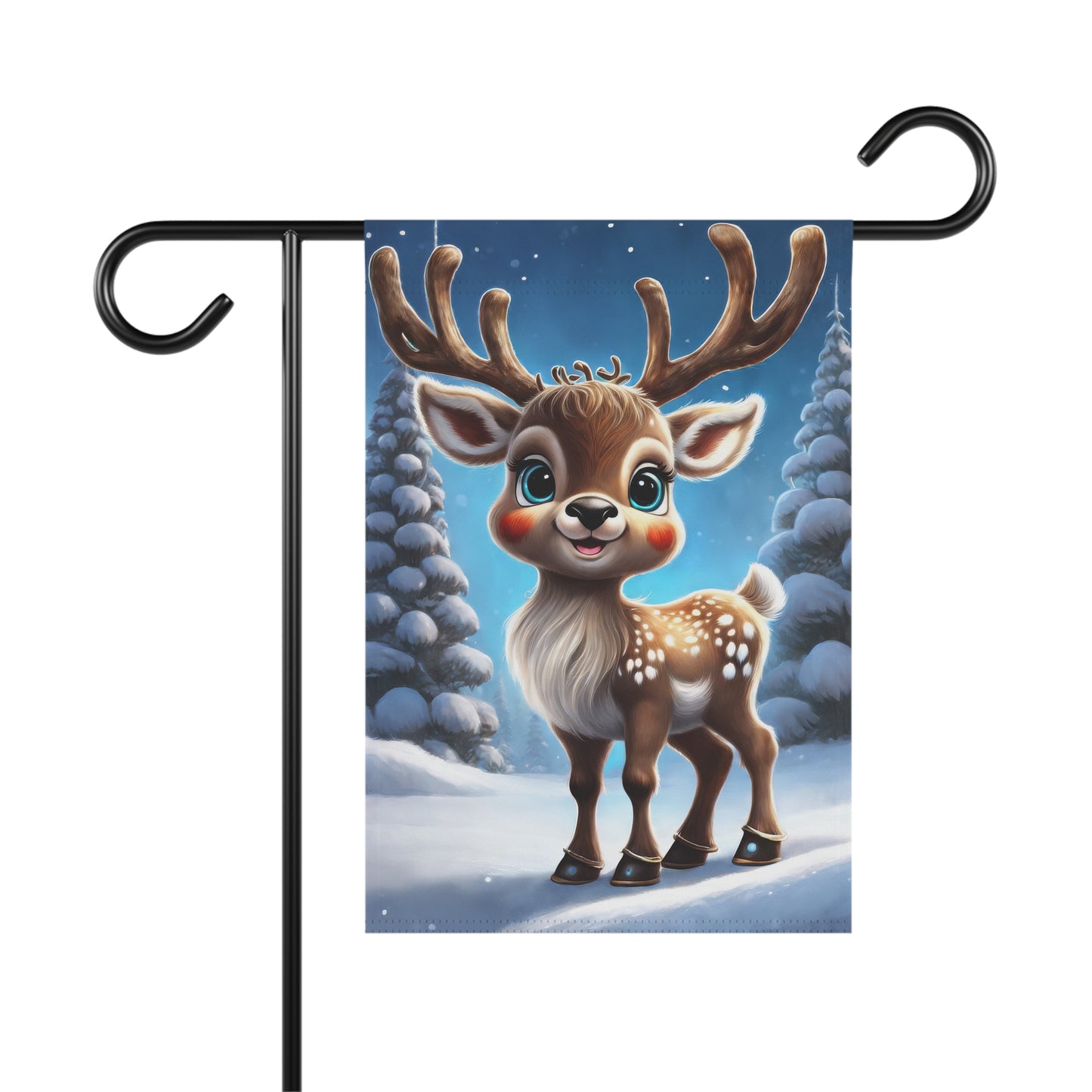 Cheerful Reindeer Holiday Garden Flag/ House Banner