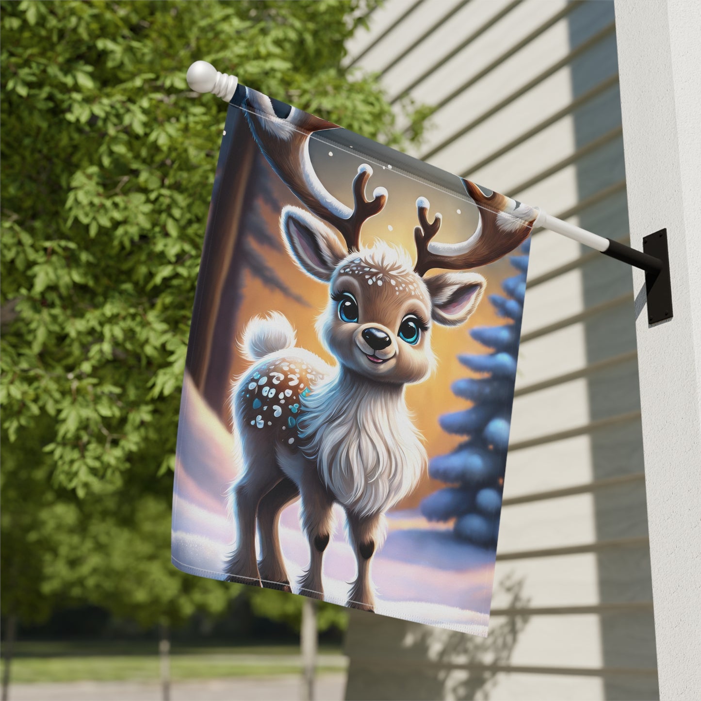 Reindeer Holiday Garden Flag/ House Banner