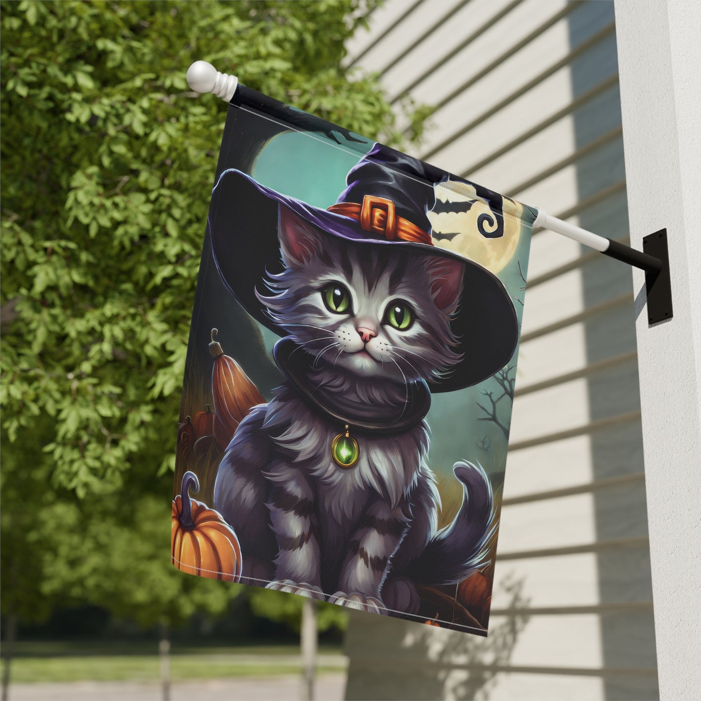 Adorable Kitten Halloween Garden Flag/ House Banner