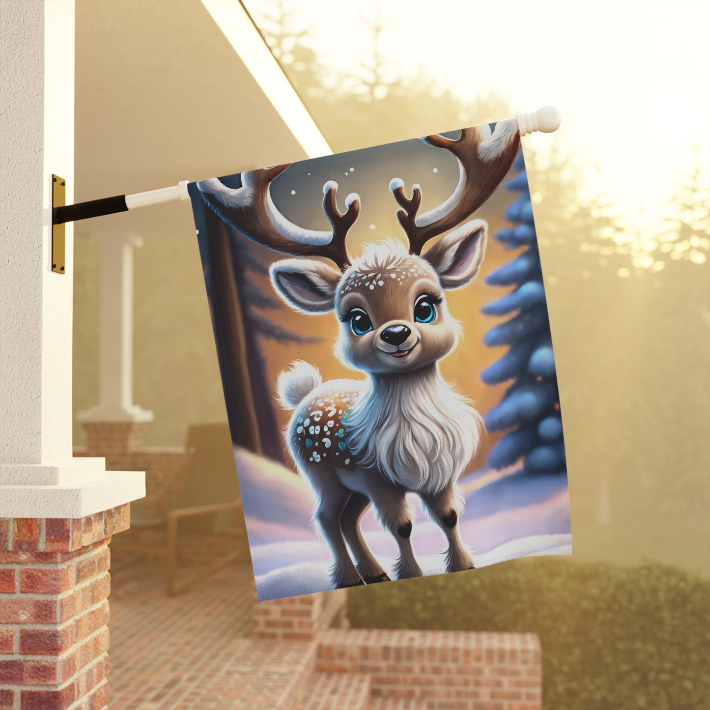 Reindeer Holiday Garden Flag/ House Banner