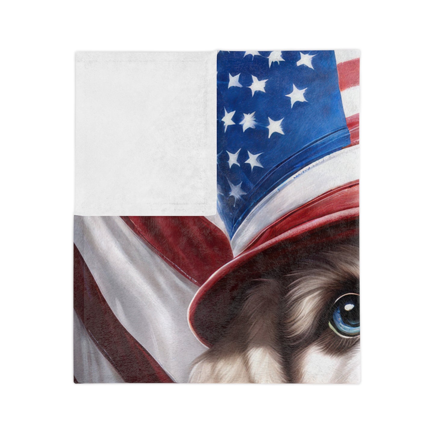 Cute Puppy Independence Day Plush Sofa Blanket