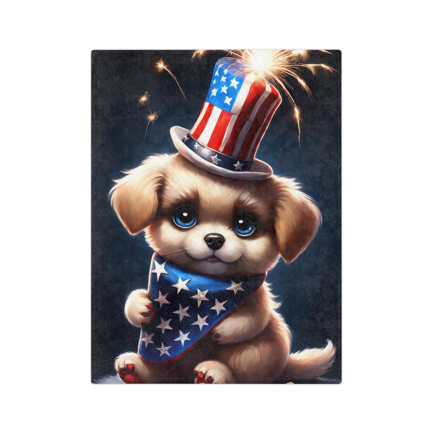 Precious Puppy 4th of July Plush Sofa Blanket