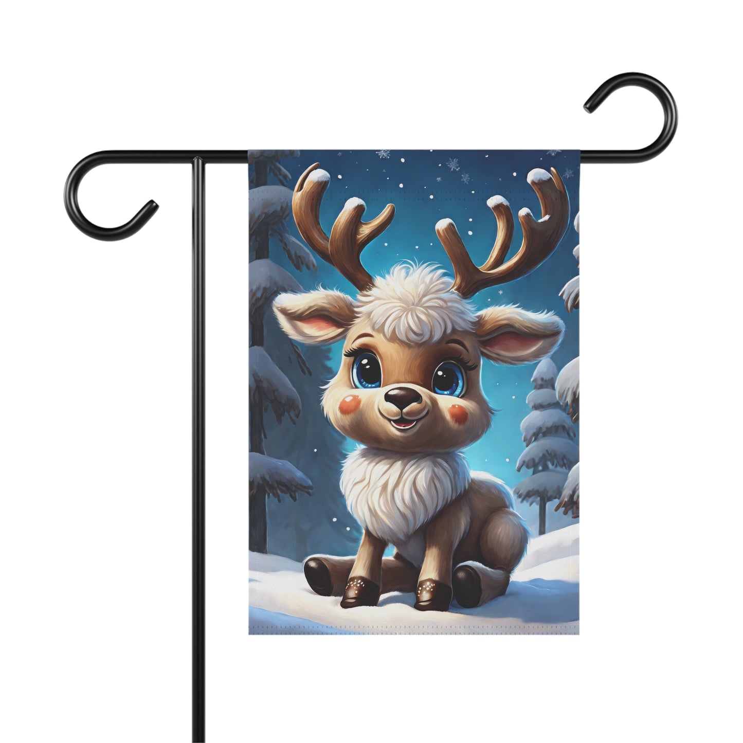 Cute Baby Reindeer Holiday Garden Flag/ House Banner