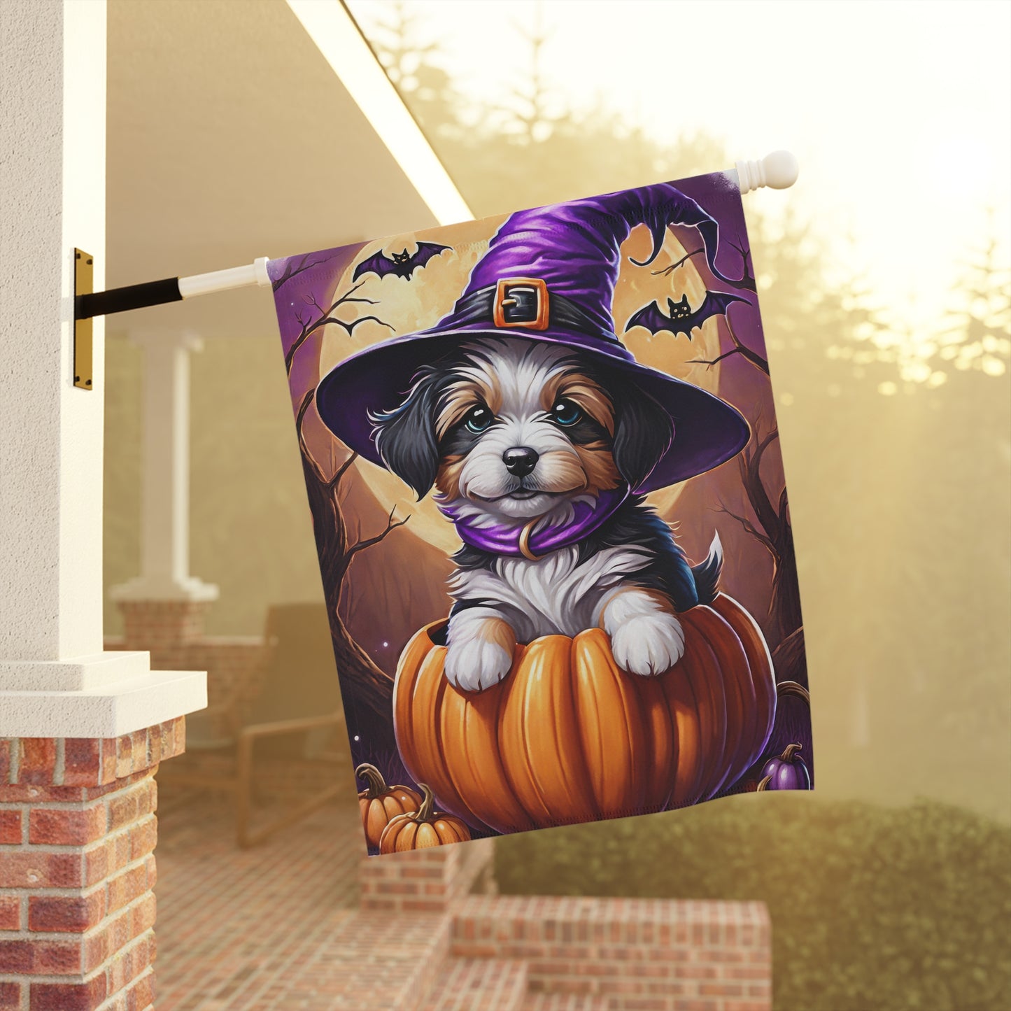 Sweet Puppy Halloween Garden Flag/ House Banner