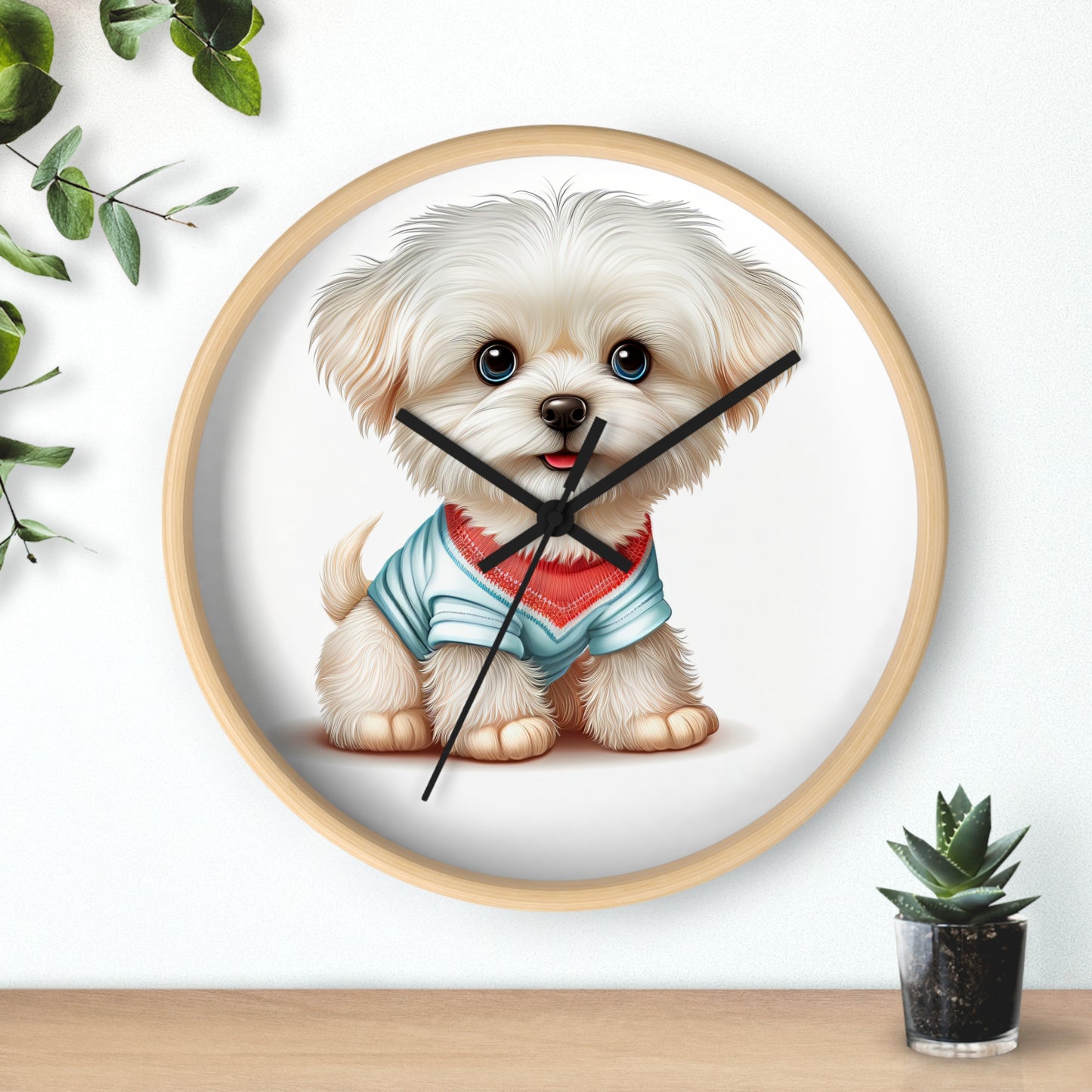 Maltese Puppy Wall Clock