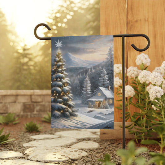 Cabin in the Woods Holiday Garden Flag/ House Banner