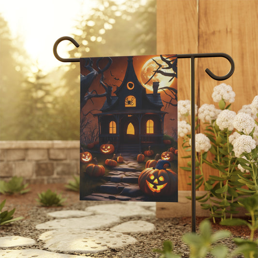 Eerie Halloween House Garden Flag/ House Banner