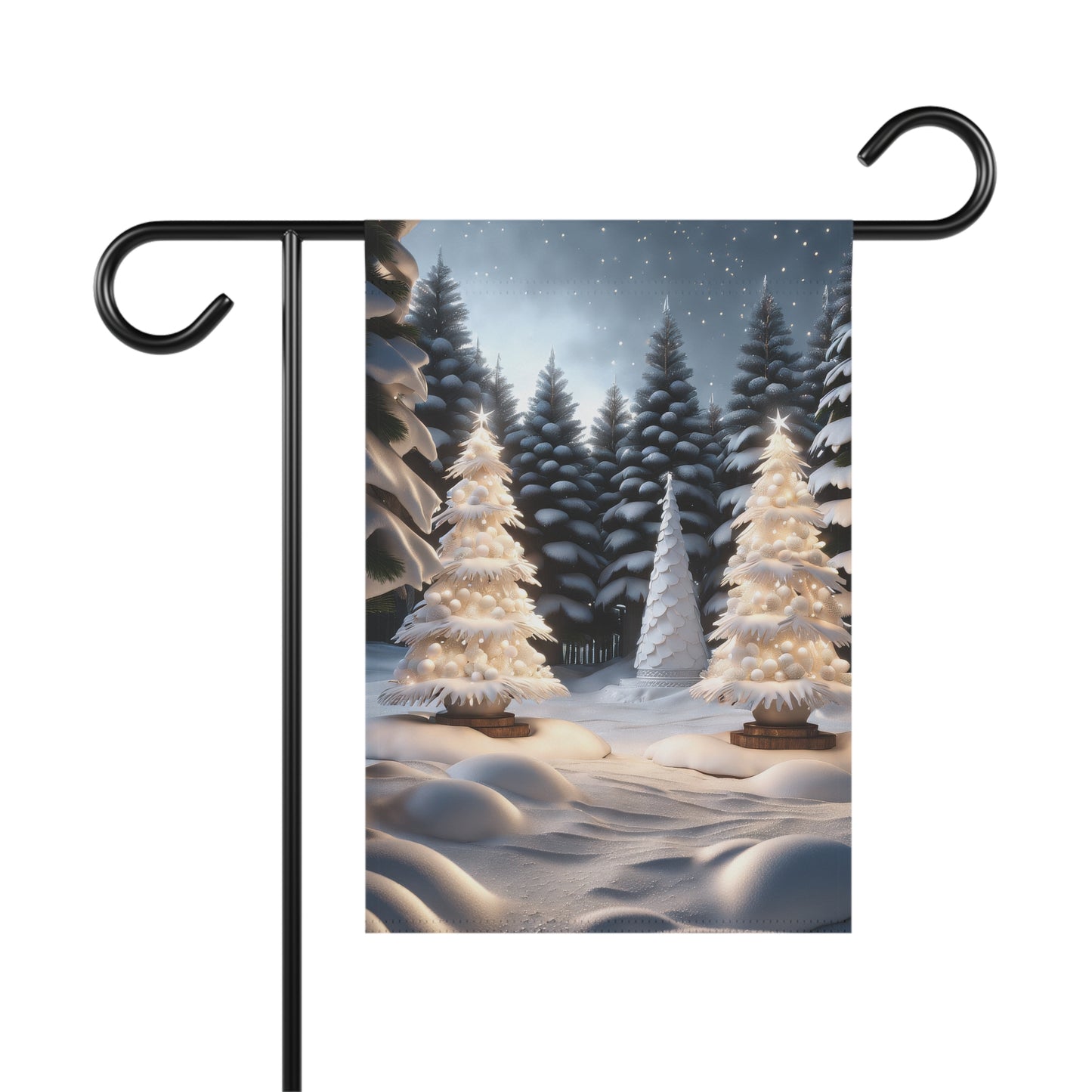 Serene Snowy Scene Holiday Garden Flag/ House Banner