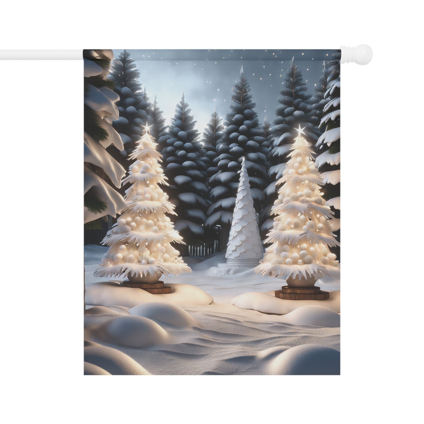 Serene Snowy Scene Holiday Garden Flag/ House Banner