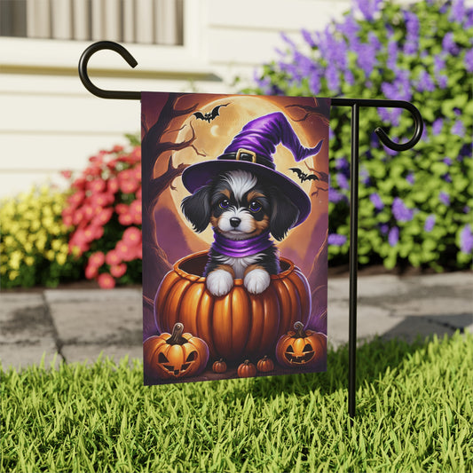 Cute Puppy Halloween Garden Flag/ House Banner