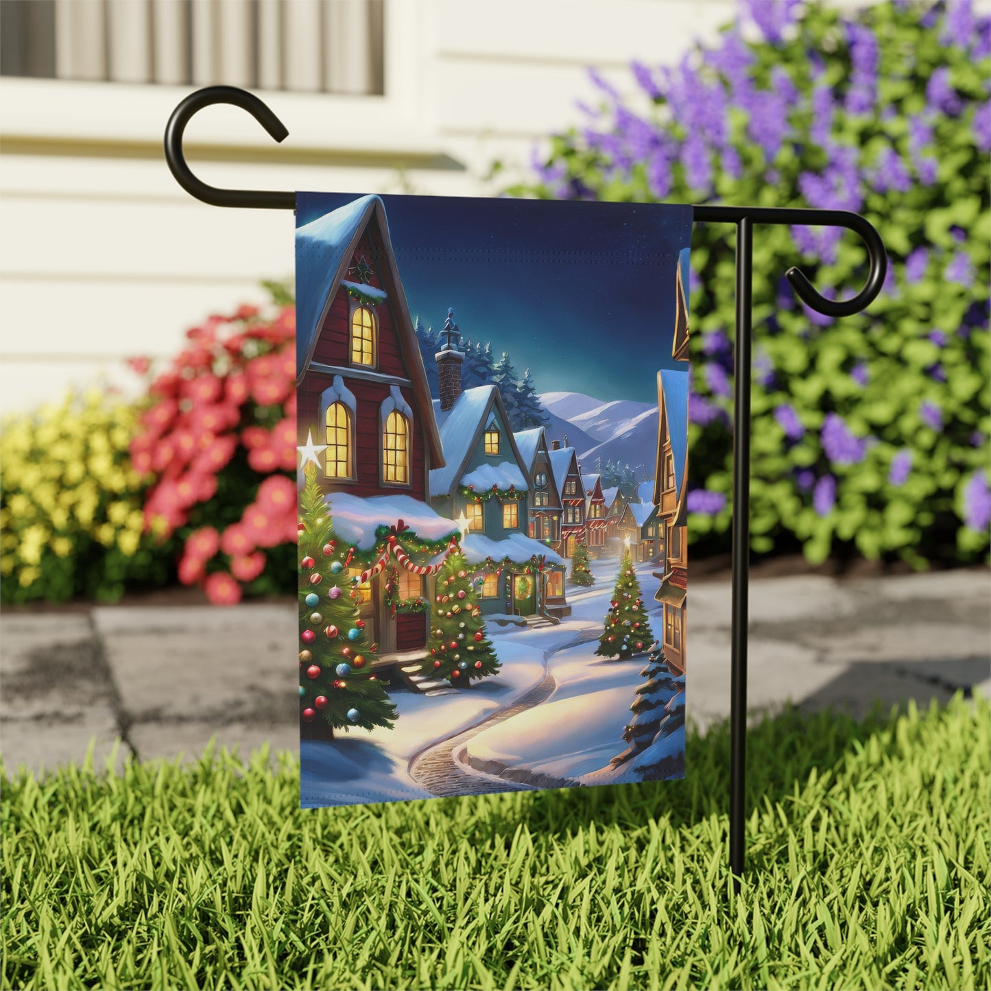 Colorful Holiday Town Garden Flag/ House Banner