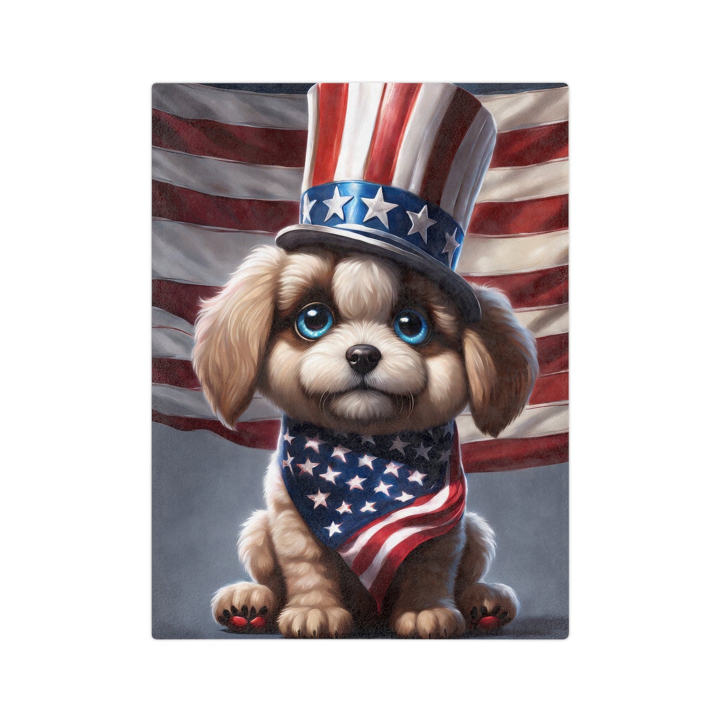 Cute 4th of July Puppy Plush Sofa Blanket