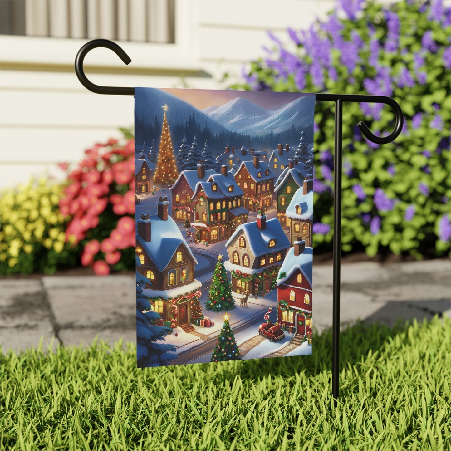 Peaceful Holiday Town Garden Flag/ House Banner