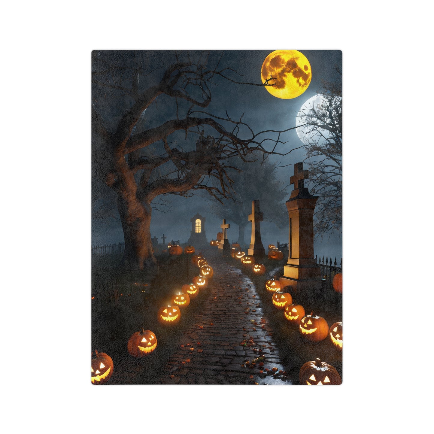 Spooky Graveyard Plush Halloween  Blanket