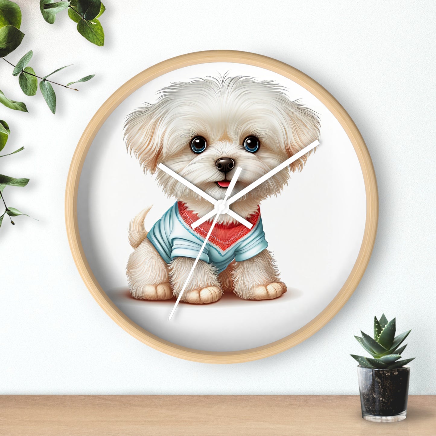 Maltese Puppy Wall Clock