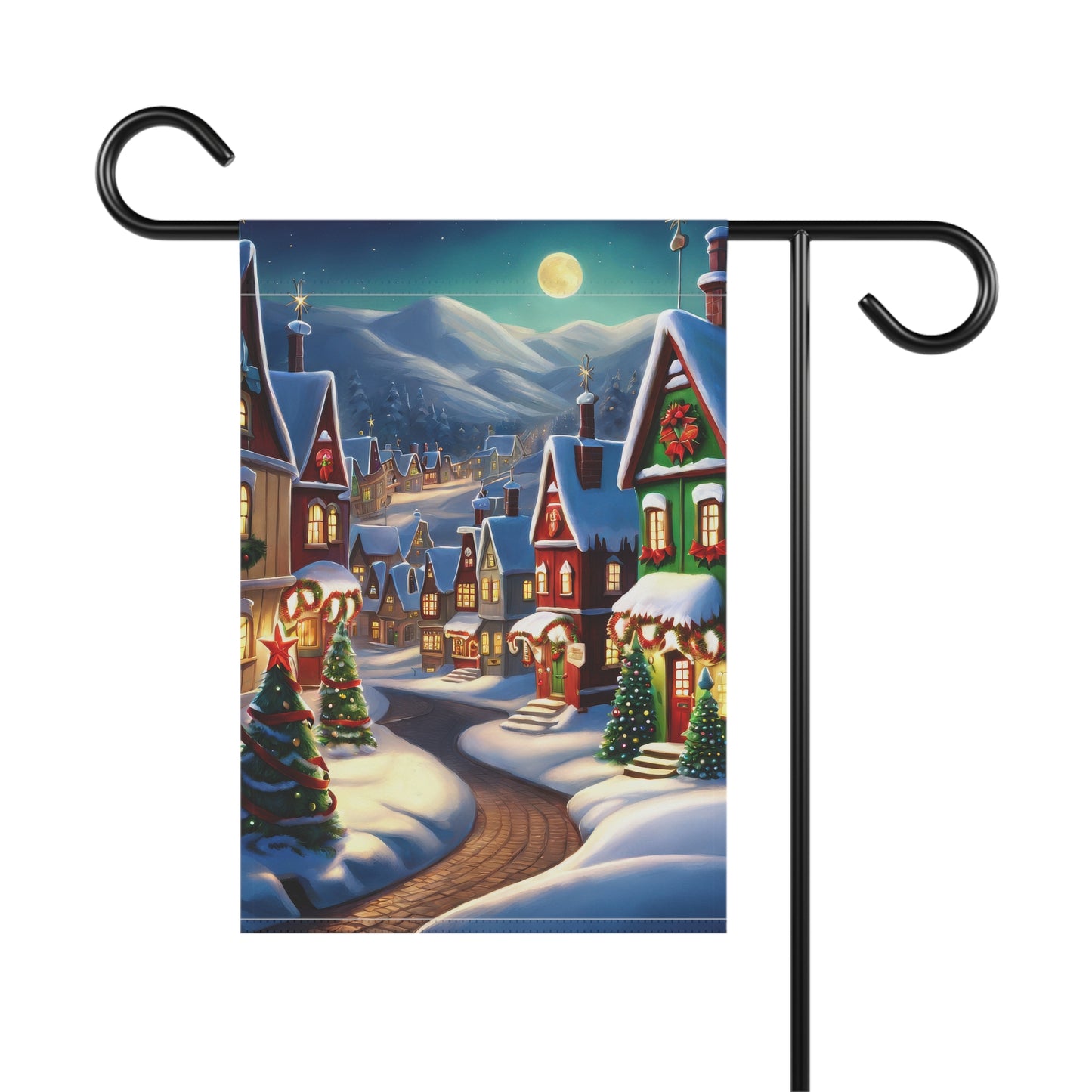 Beautiful Christmas Town Holiday Garden Flag/ House Banner